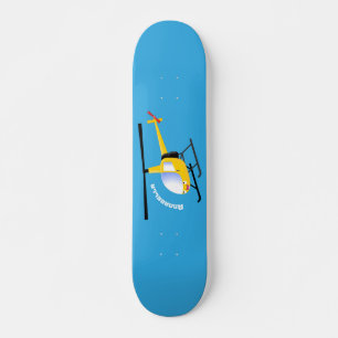 Skateboard Un joli hélicoptère de dessin animé jaune