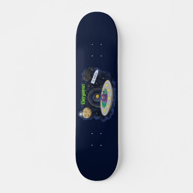 Skateboard Un joli poisson heureux dans l'espace dessin animé (Devant)