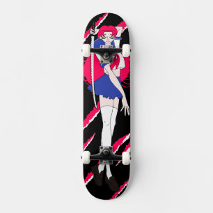 Skateboard Une écolière japonaise rose Anime