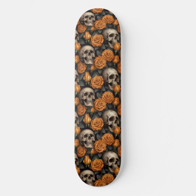 Skateboard Une série de crânes et de roses Design 11 (Recto)