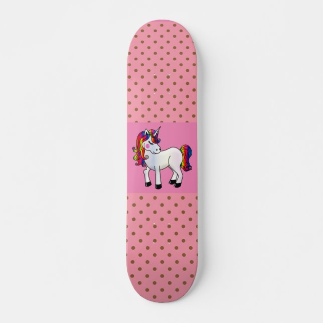 SKATEBOARD UNICORN ROSE POIS SKATEBOARDS POUR LES FILLES (Devant)