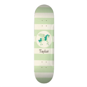 Skateboard Unicorne verte turquoise et légère
