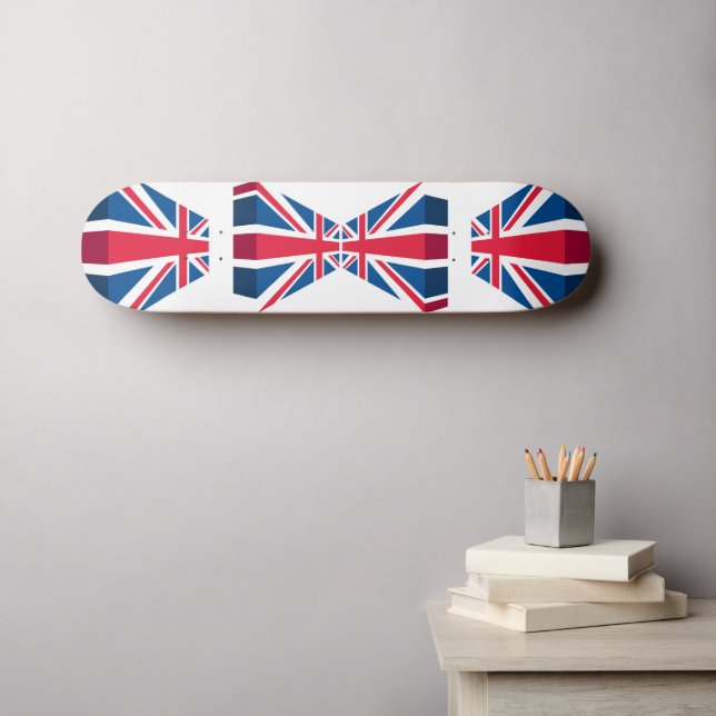 Skateboard Union Jack 3D, drapeau britannique (Art mural (Horz))