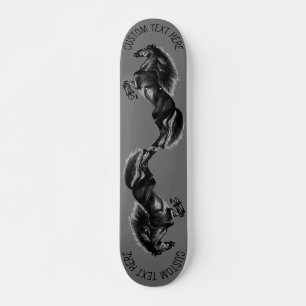 Skateboard Upright Black Wild Horse - Black& White Drawing -