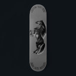 Skateboard Upright Black Wild Horse - Drawing - Add Your Text<br><div class="desc">Upright Black Wild Horse - Black and White Drawing Animal Art Mustang Horses by MIGNED - Add Your Unique Text / Choose your favorite colors - Resize and move or remove elements with customization tool ! You can also transfer my designs to more than 1000 Zazzle products.</div>