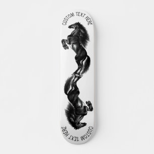 Skateboard Upright Black Wild Horses Drawing  Add Text / Name
