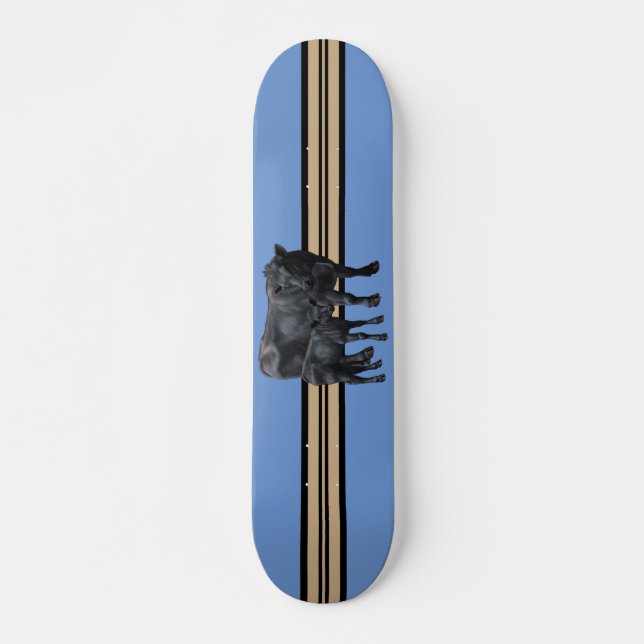 Skateboard Vache Angus Noire et veau mignon (Devant)