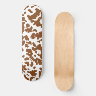Skateboard Vache Brown Et Blanche Cacher Motif fourrure