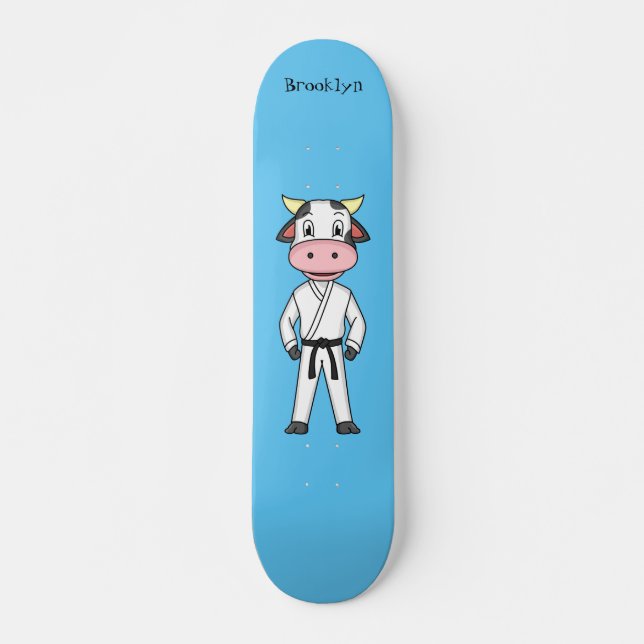 Skateboard Vache mignonne en combinaison kung fu (Devant)