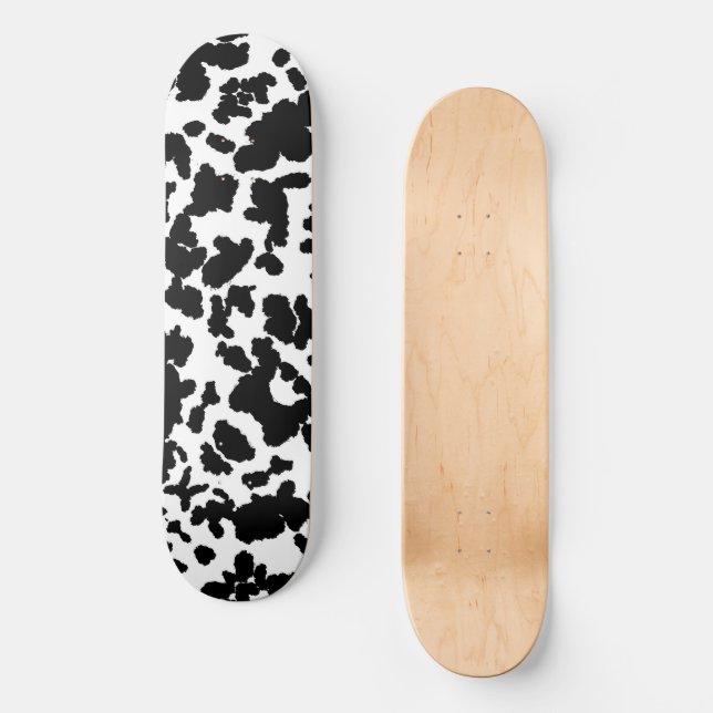 Skateboard Vache Noire Et Blanche Cacher Motif De Fourrure (Recto)