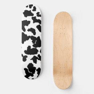 Skateboard Vache Noire Et Blanche Cacher Motif De Fourrure