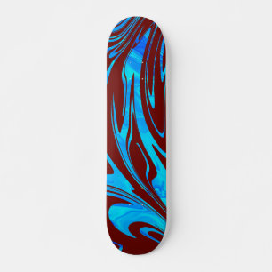 Skateboard Vague Abstraite Aqua Rouge