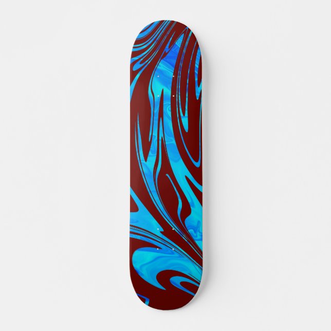 Skateboard Vague Abstraite Aqua Rouge (Devant)