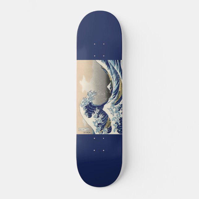 Skateboard vague de peinture artistique japonaise, (Recto)