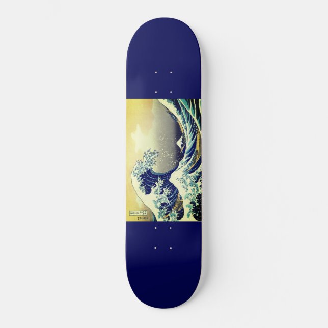 Skateboard vague de peinture artistique japonaise, (Recto)