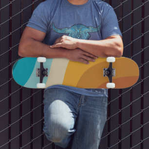 Skateboard Vagues Abstraites Arc-en-ciel coloré