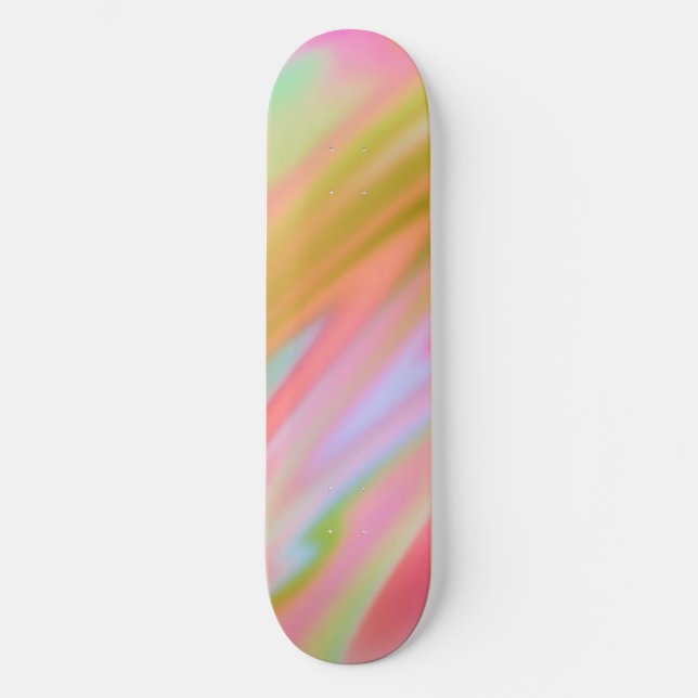 Skateboard Vagues abstraites roses bleues vertes tendance uni (Recto)