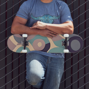 Skateboard Vagues abstraites violettes et bleues atténuées
