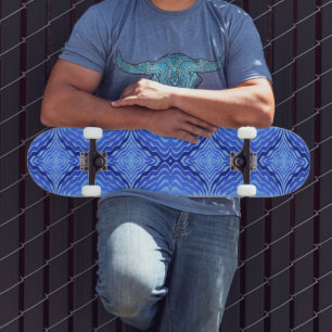 Skateboard Vagues bleues réfléchissantes Moderne Design abstr