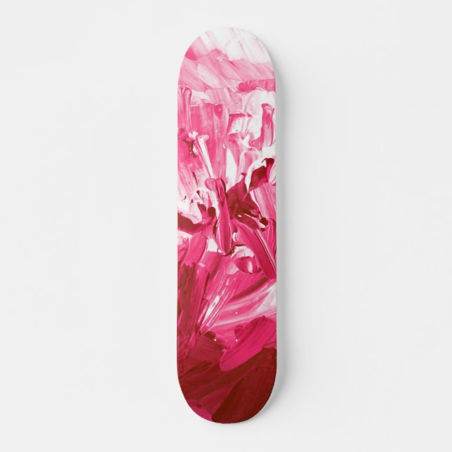 Skateboard Vagues de peinture rose Abstraite (Devant)