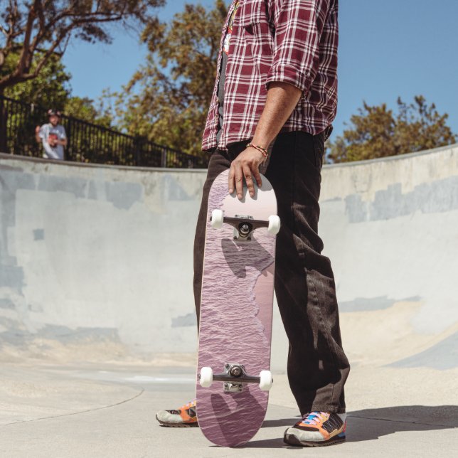 Skateboard Vagues de rivage caribéen rose 1 (Extérieur 2)