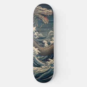 Skateboard Vagues Dragon Art Japonais