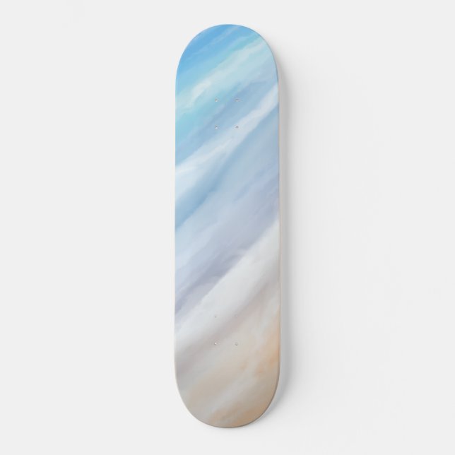 Skateboard Vagues Jouantes Par Un Jour Ensoleillé À La Plage (Recto)