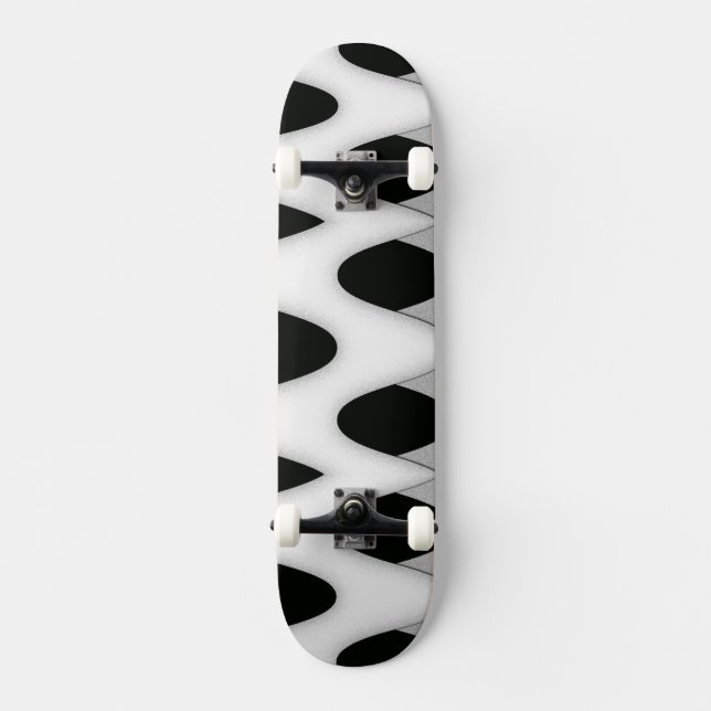 Skateboard Vagues noires et blanches (Recto)