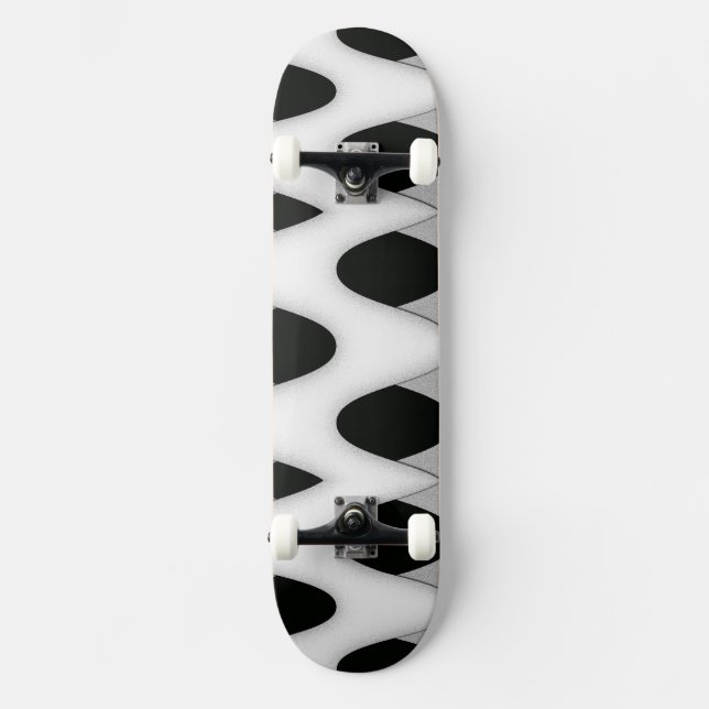 Skateboard Vagues noires et blanches (Recto)