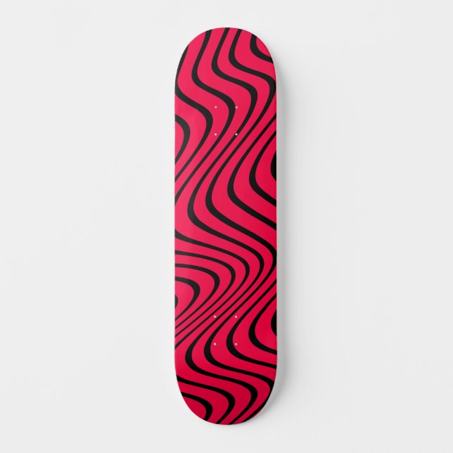 Skateboard vagues noires et rouges (Recto)