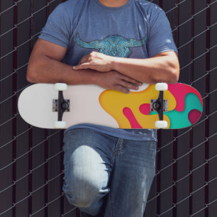 Skateboard Vagues Rétro Couches Colorées