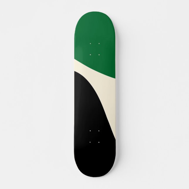 Skateboard Vagues simples 4 en vert, crème et noir (Devant)