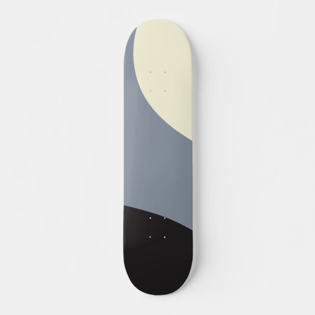 Skateboard Vagues simples - Noir, Gris et Crème (Devant)