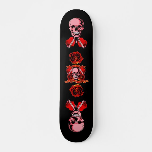 Skateboard Valentine Tattoo Coeur crânien (Devant)