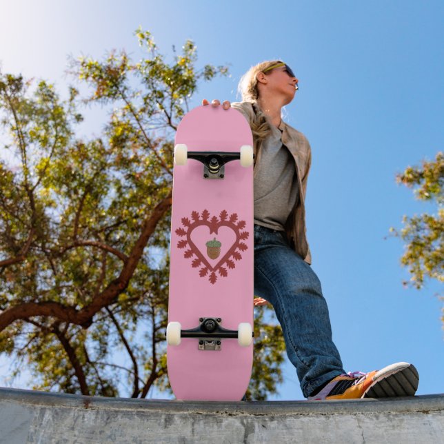 Skateboard Valentines Day Love Heart Acorn (Extérieur 1)