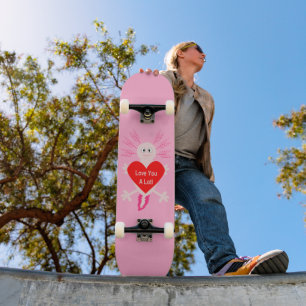 Skateboard Valentines Jour Amour Coeur Axolotl