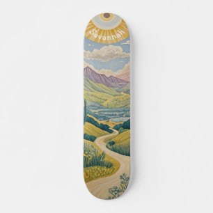 Skateboard Vallée tranquille : Paysage pastel