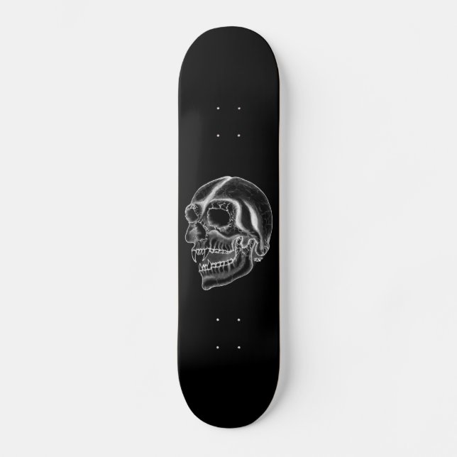 Skateboard Vampir crâne noir et blanc (Recto)