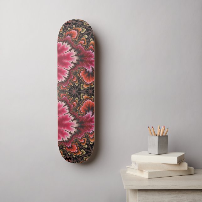 Skateboard Velvety Soft Rose Floral Look Fractal Abstrait (Art mural)