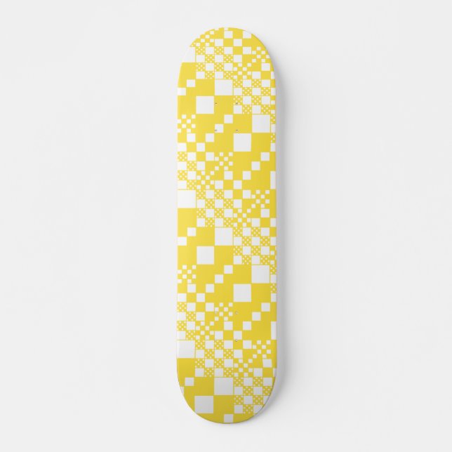 Skateboard Vérifié, Chèques en citron jaune et blanc (Devant)