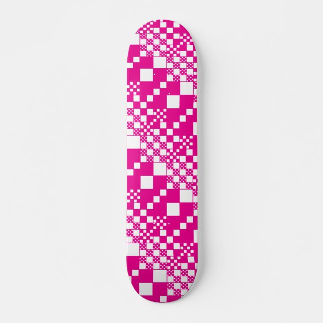 Skateboard Vérifié, Chèques en Magenta et Blanc (Devant)