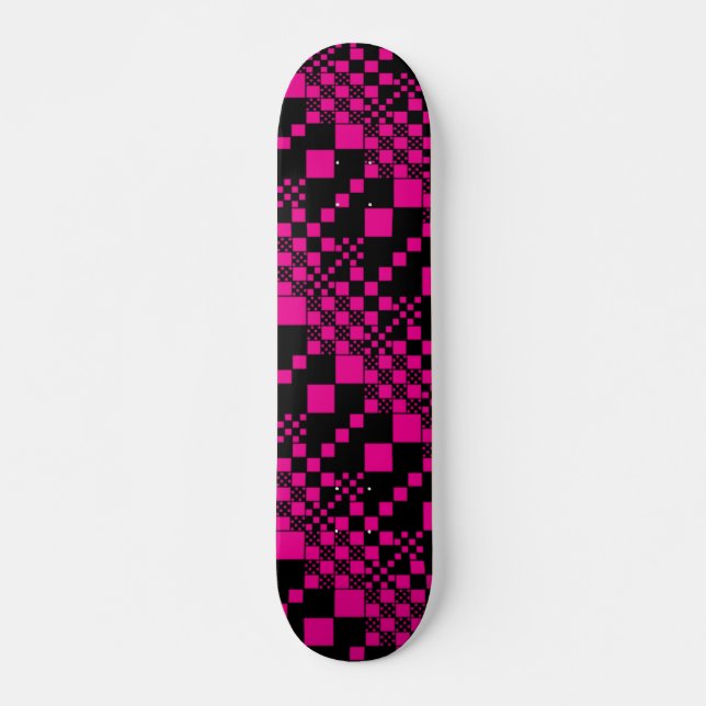 Skateboard Vérifié, Chèques - Magenta et Noir (Devant)