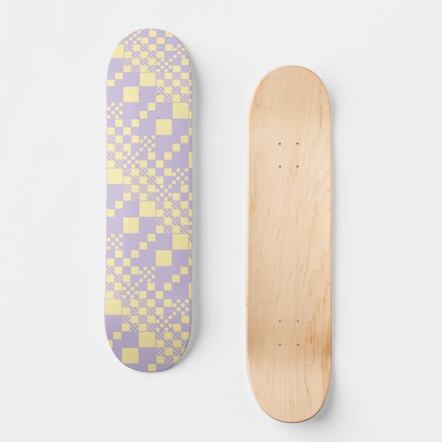 Skateboard Vérifié, Chèques - Pastel Jaune et Violet (Recto)