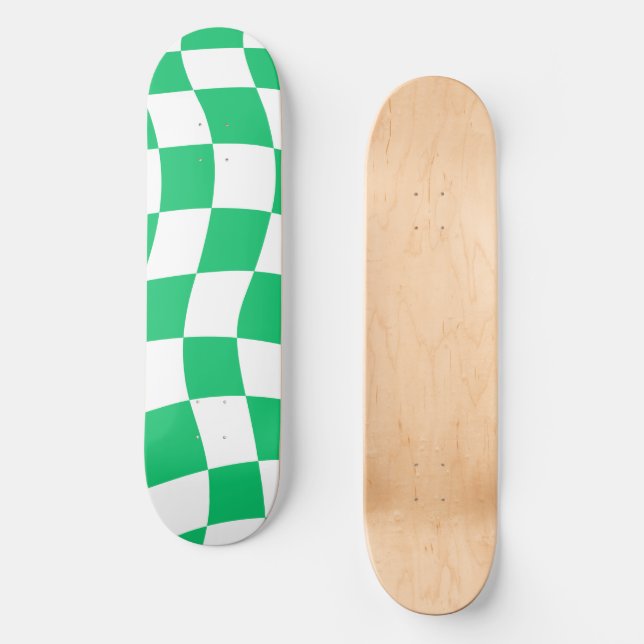 Skateboard Vérifié Vert Rétro à Damier (Recto)