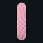 Skateboard Vérifier La Pêche Motif Et Le Panneau De Contrôle<br><div class="desc">Retro À damiers motif - pêche et rose tordu chèque / ondulé et déformé damier.</div>