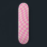 Skateboard Vérifier La Pêche Motif Et Le Panneau De Contrôle<br><div class="desc">Retro À damiers motif - pêche et rose tordu chèque / ondulé et déformé damier.</div>