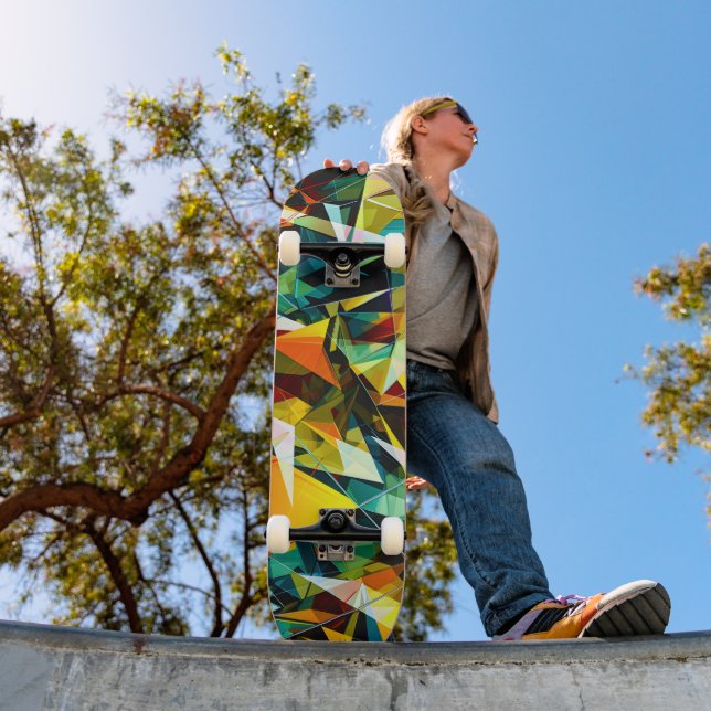 Skateboard Verre Cristal Géométrique Abstrait Moderne Coloré (Extérieur 1)