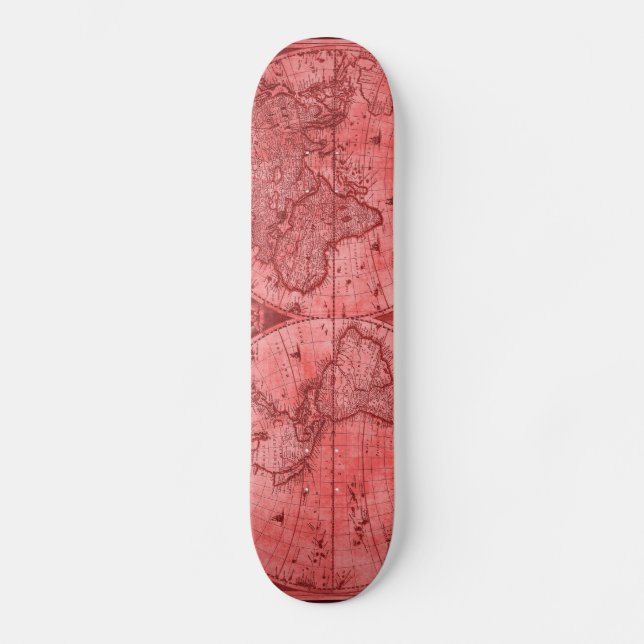 Skateboard Version rouge Carte du monde antique J Blaeu 1664 (Recto)