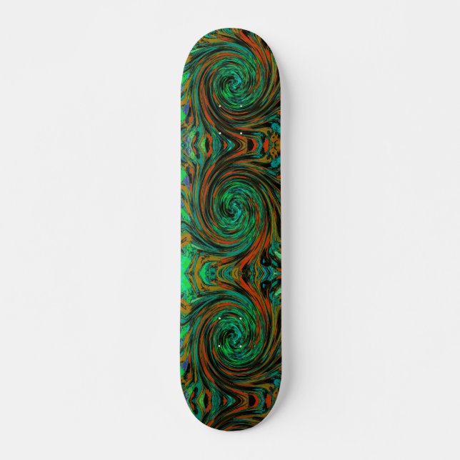 Skateboard Vert Citron et Tourbillon Rétro Abstrait Orange (Devant)
