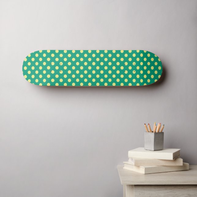 Skateboard Vert émeraude avec Pois jaunes par STaylor (Art mural (Horz))